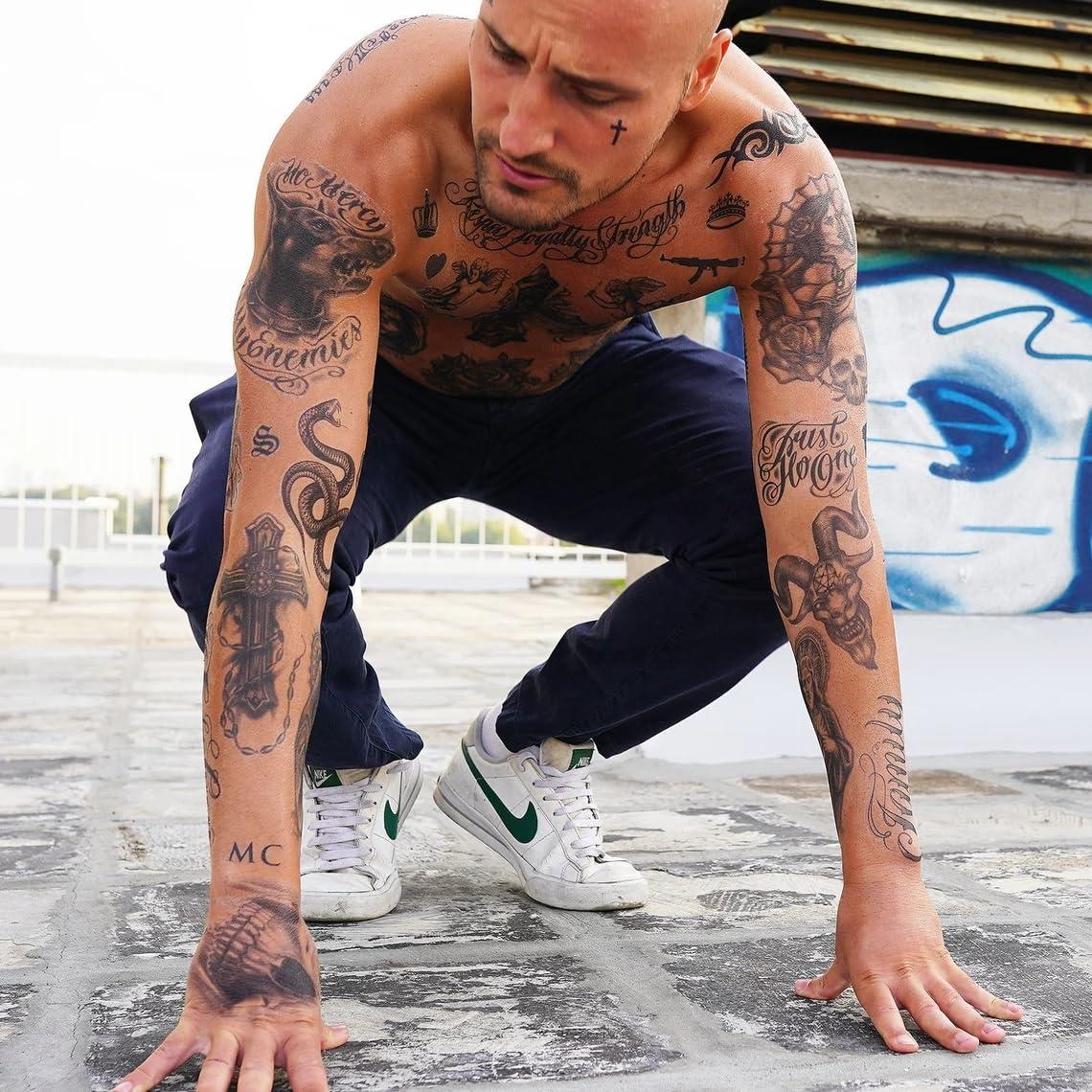 TattooIcon Chicano Gangster Tattoo Set - Prison Temporary Tattoo/Cholo Tattoos/Mafia Tattoos/Gangster Tattoos