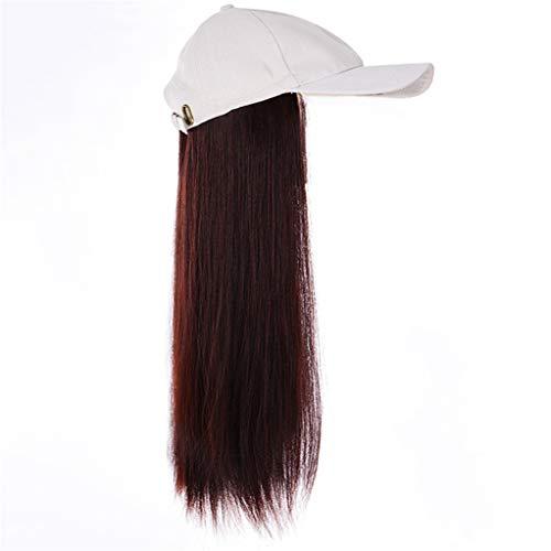 Atgdd.S Long Synthetic Baseball Cap Wig Natural Black/Brown Wave Wigs Naturally Synthetic Hat Wig Adjustable For Girl Party YFZ1-2I33 22inches