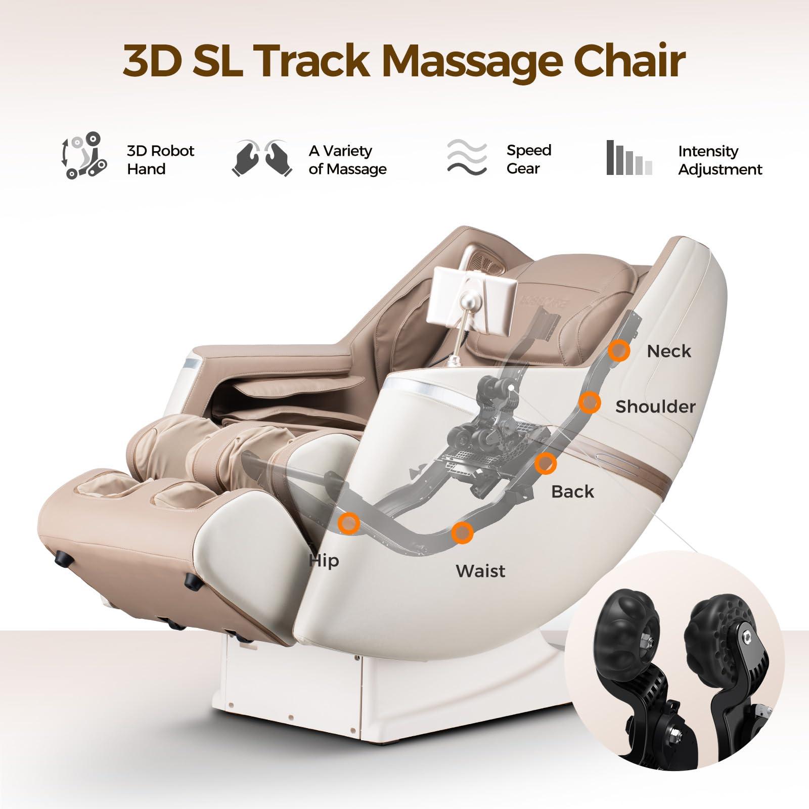 BOSSCARE BOSSCARE Full Body SL Track Massage Chair, 2025 3D Zero Gravity Shiatsu Massage Recliner, APP Control, Body Scanning, HiFi Bluetooth Heated Message Chair
