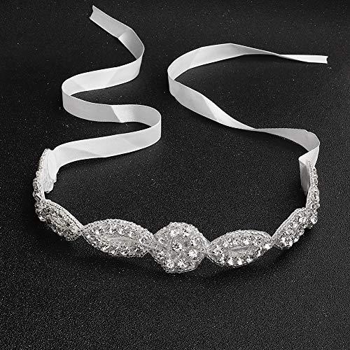 Aimimier Aimimer Bridal Crystal Rhinestone Headband with Ribbon Wedding Hair Accessories Prom Party Hair Jewelry for Women and Girls