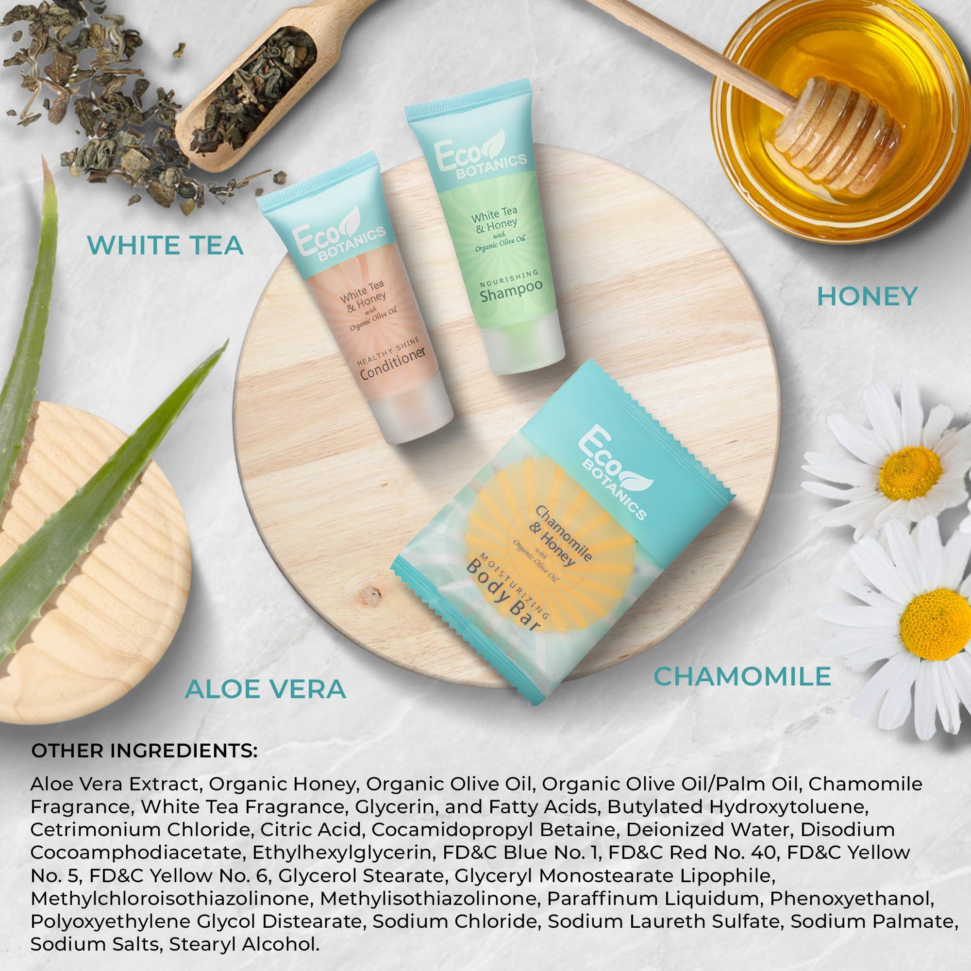 Eco Botanics Eco Botanics Soaps & Toiletries Bulk Set | 1-Shoppe Amenities Kit for Hotels & Vacation Rentals | 0.85 oz Shampoo & Conditioner, 0.89 oz Bar Soap | Travel Size | 150 Pieces