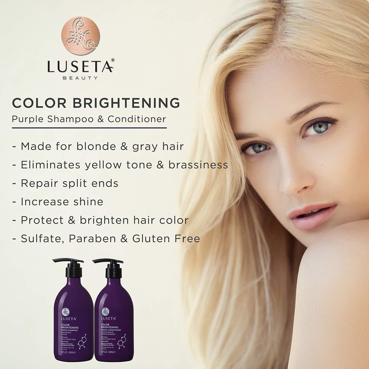 L LUSETA Luseta Purple Shampoo & Conditioner Set (16.9 oz each) and Purple Hair Mask (16.9 oz) Bundle