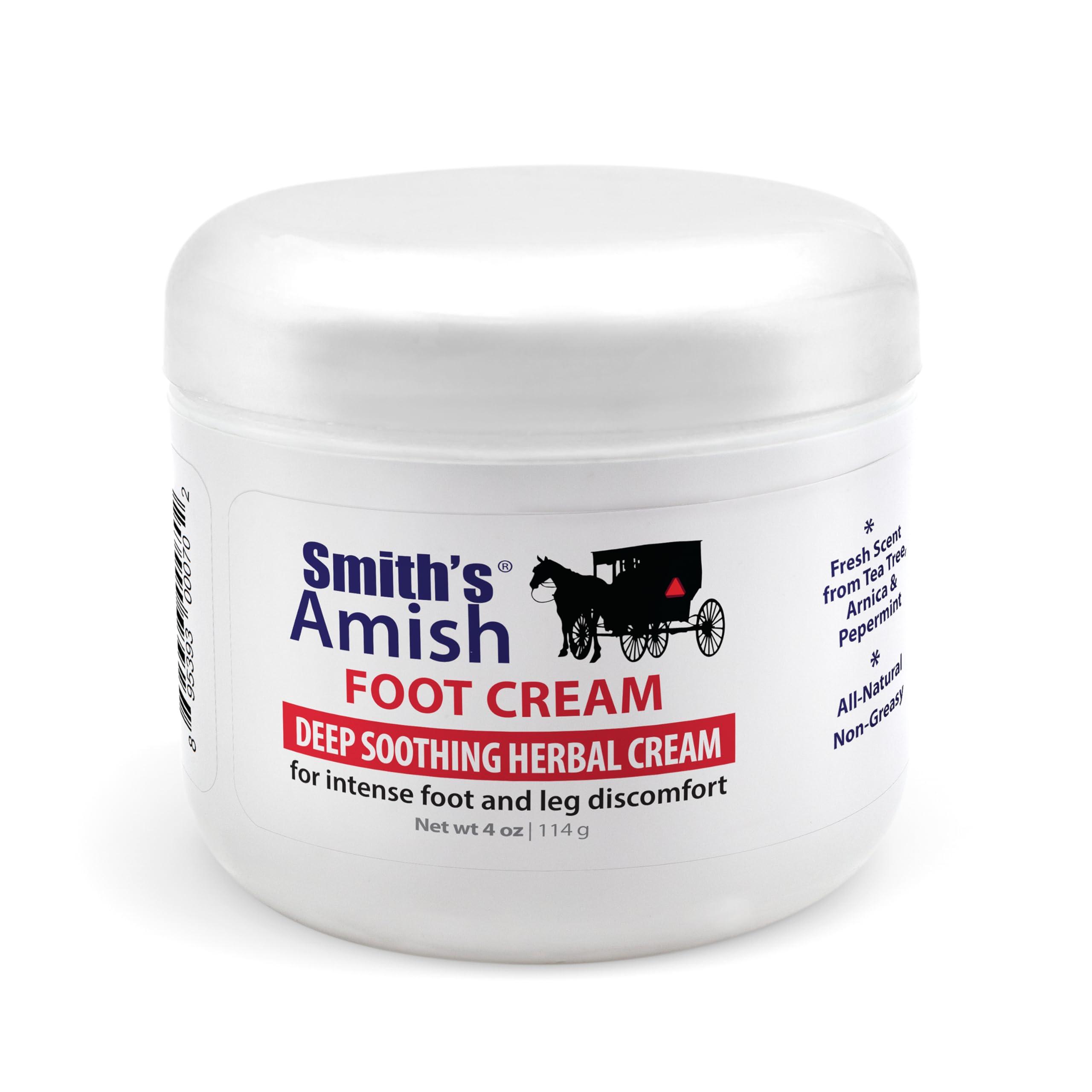 SMITH'S AMISH SMITH'S AMISH Foot Cream (4 oz.) Deep Soothing Herbal Cream for Intense Foot and Leg Discomfort including Burning, Cramping and Restlessness Sensations
