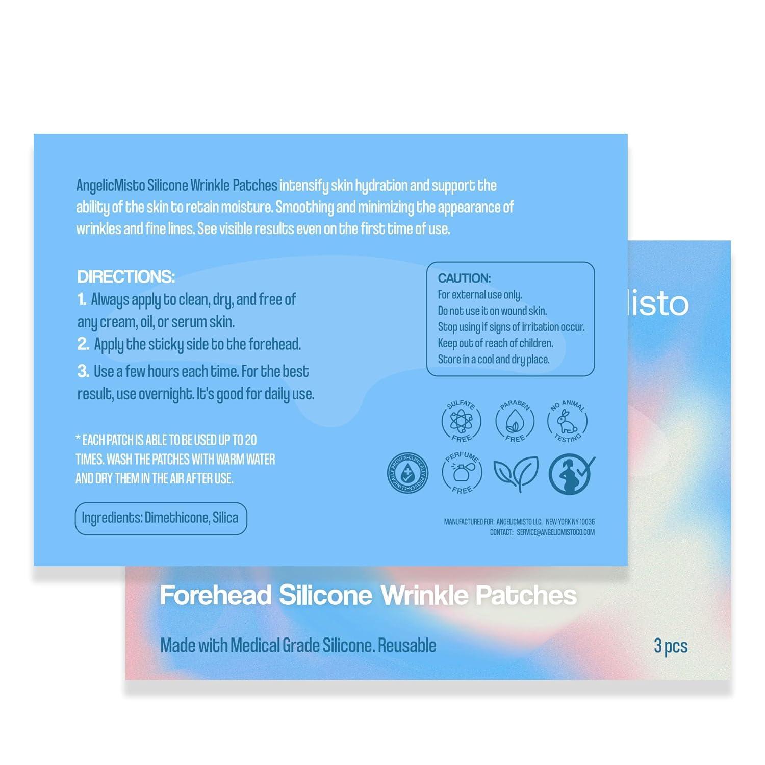 Dersie Dersie Silicone Forehead Wrinkle Patches: Reusable Silicone Anti Wrinkle Patches - Overnight Use for Best Results - 3 PCs