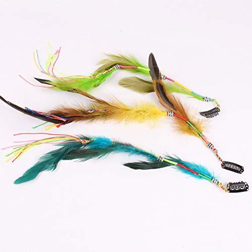 Numblartd Numblartd 6 Pcs Handmade Hippie Feather Clip Comb Hairpin Hair Extensions - Fashion Boho Feather Headdress DIY Hair Accessories for Women Lady