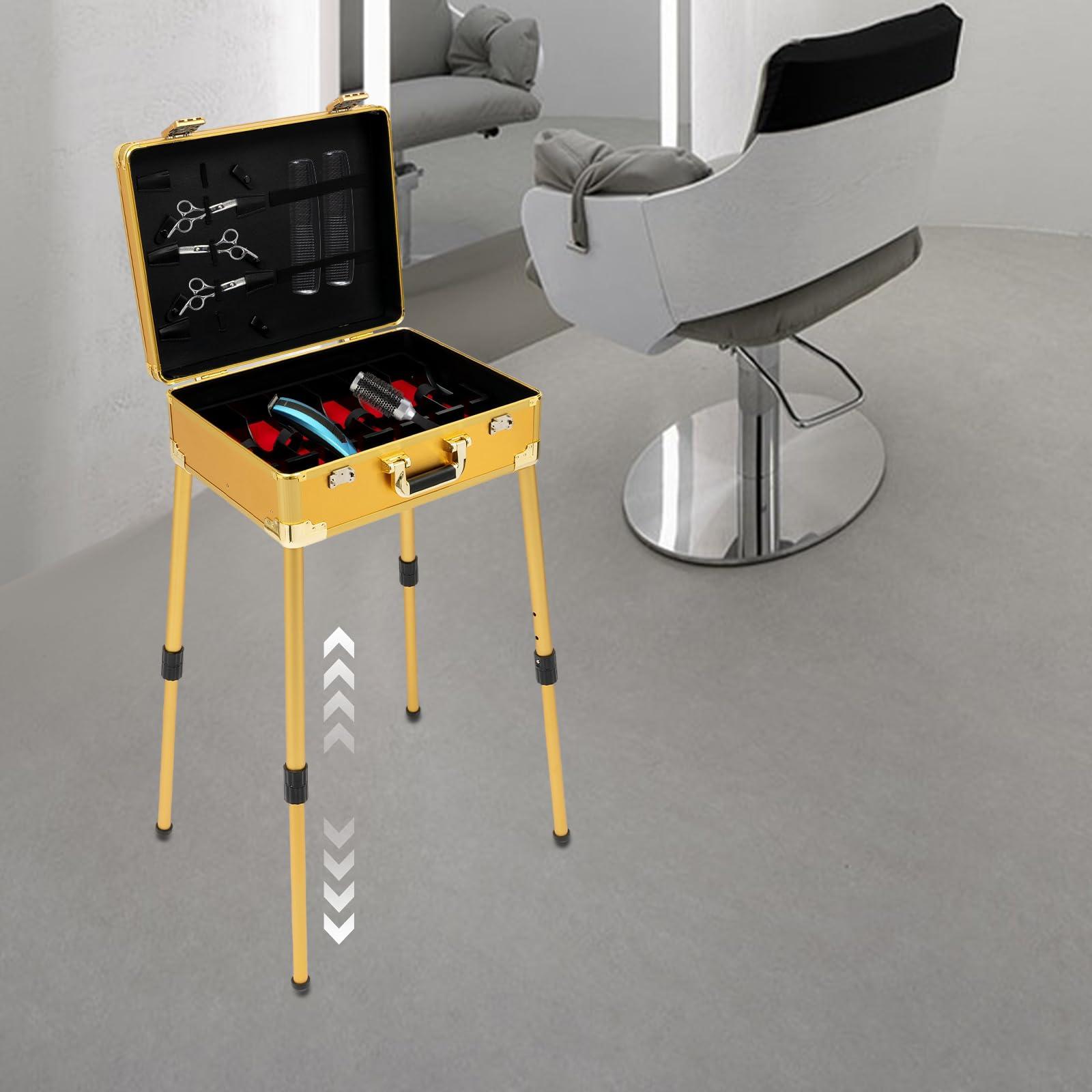 Batsueao Barber Tool Box, Barber Case, Mobile Barber Station, Professional Barber Toolbox, Tool Box Organizer (Gold)