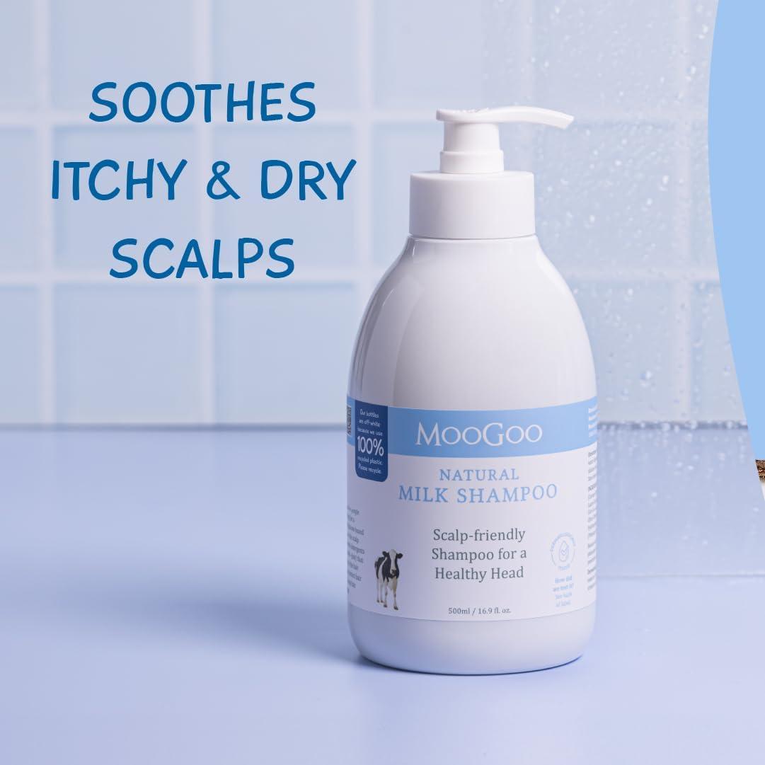 MooGoo MooGoo Milk Shampoo  For Itchy, Dry, Eczema, Psoriasis & Dandruff Prone Scalps  SLS, Silicone, Sulfate & Paraben Free - Natural & Gentle Formula  500ml / 16.9 fl.oz.