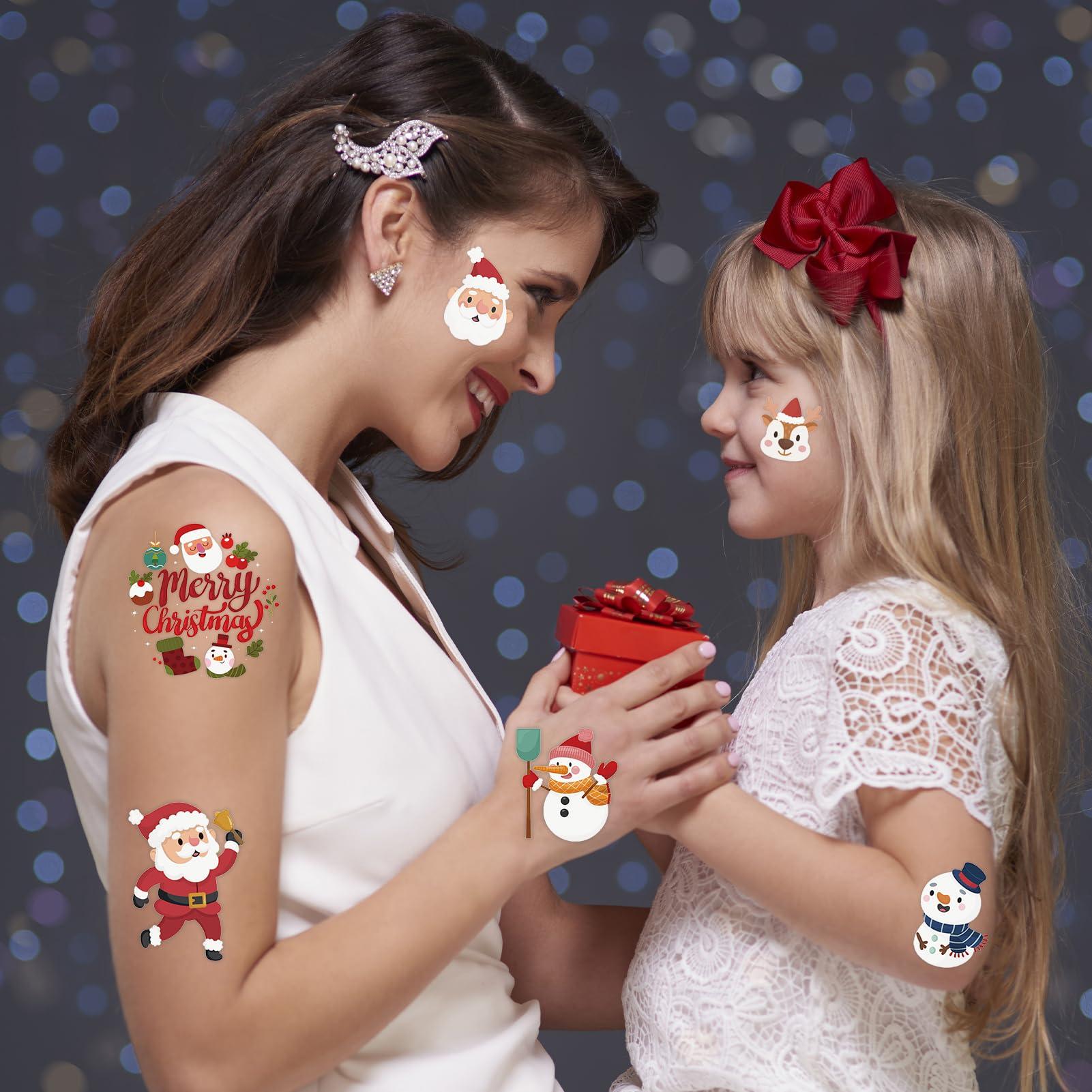 winthrop winthrop 240 Pcs Bulk Christmas Temporary Tattoos for Kids, Individually Wrapped Waterproof Safety Tattoos Stickers, Best Choice for Christmas Goody Bag Stuffers, 60 Different Designs Snowman Santa