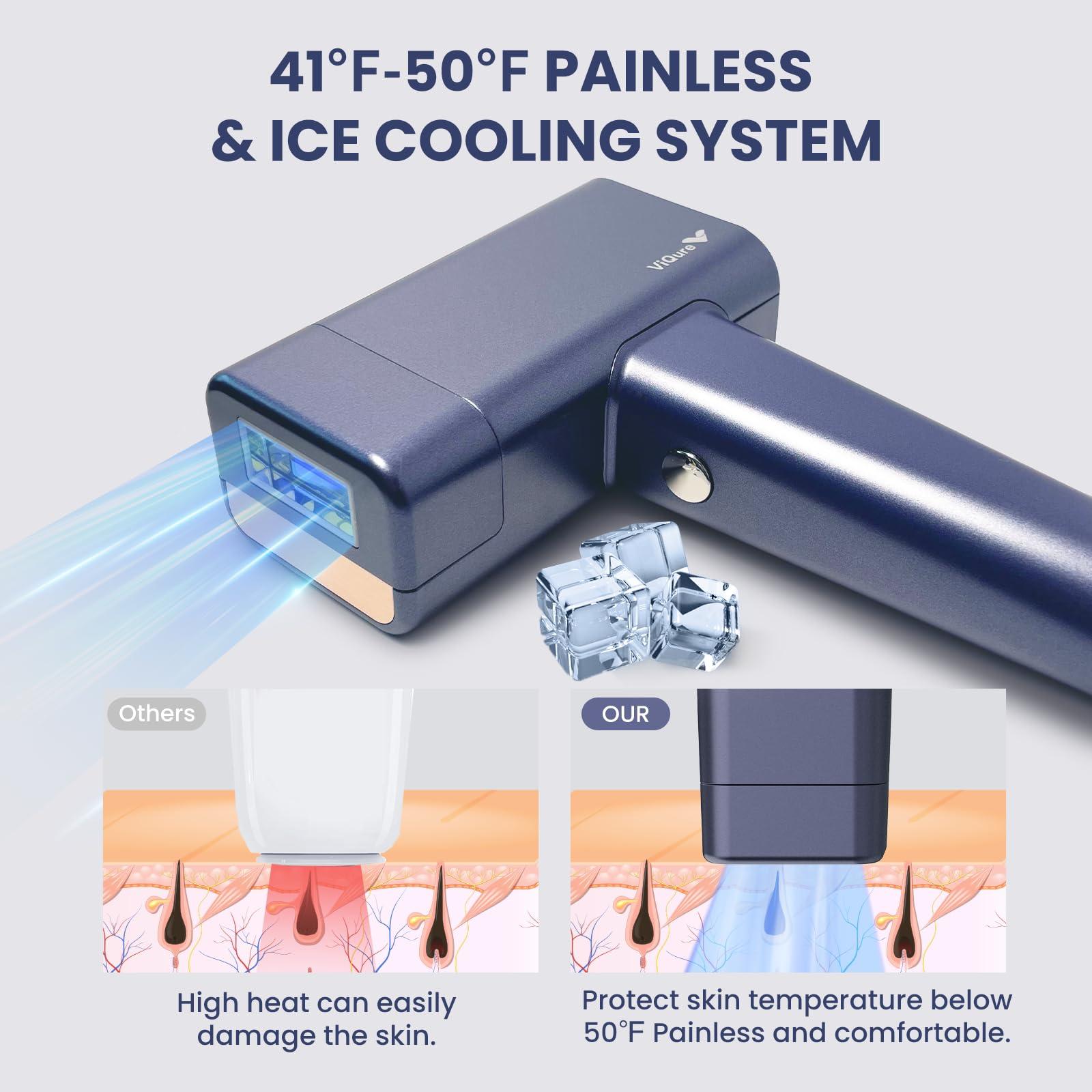 ViQure Viqure IPL T8 Laser Hair Removal for Women and Men, Fast and Long-lasting Painless Hair Removal Device with Cooling System, 990000 Flash, LED, Multifunction Double Head, For Body & Face at-Home Use