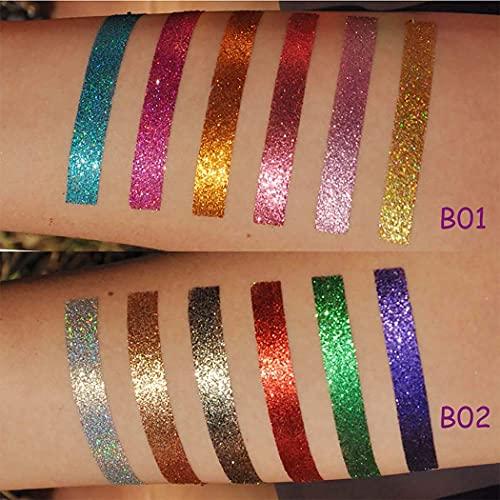 Edanta Edanta Glitter Eyeshadow Shimmer Eyeshadows Palette Metallic Eye Shadow High Pigment 6 Colors Shadow Long Lasting Eyes Makeup for Women and Girls Pack of 1 (B-Multi color)
