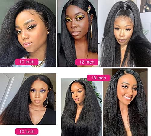 RJ HAIR RJ Hair Flat Tip Human Hair Extensions 30inch Kinky Straight Pre Bonded Hair Extensions I Tip Human Hair Pre Bonded Hair Keratin Hair Coarse Yaki 100 Strand (26inch 100Strand, #1(Jet Black))