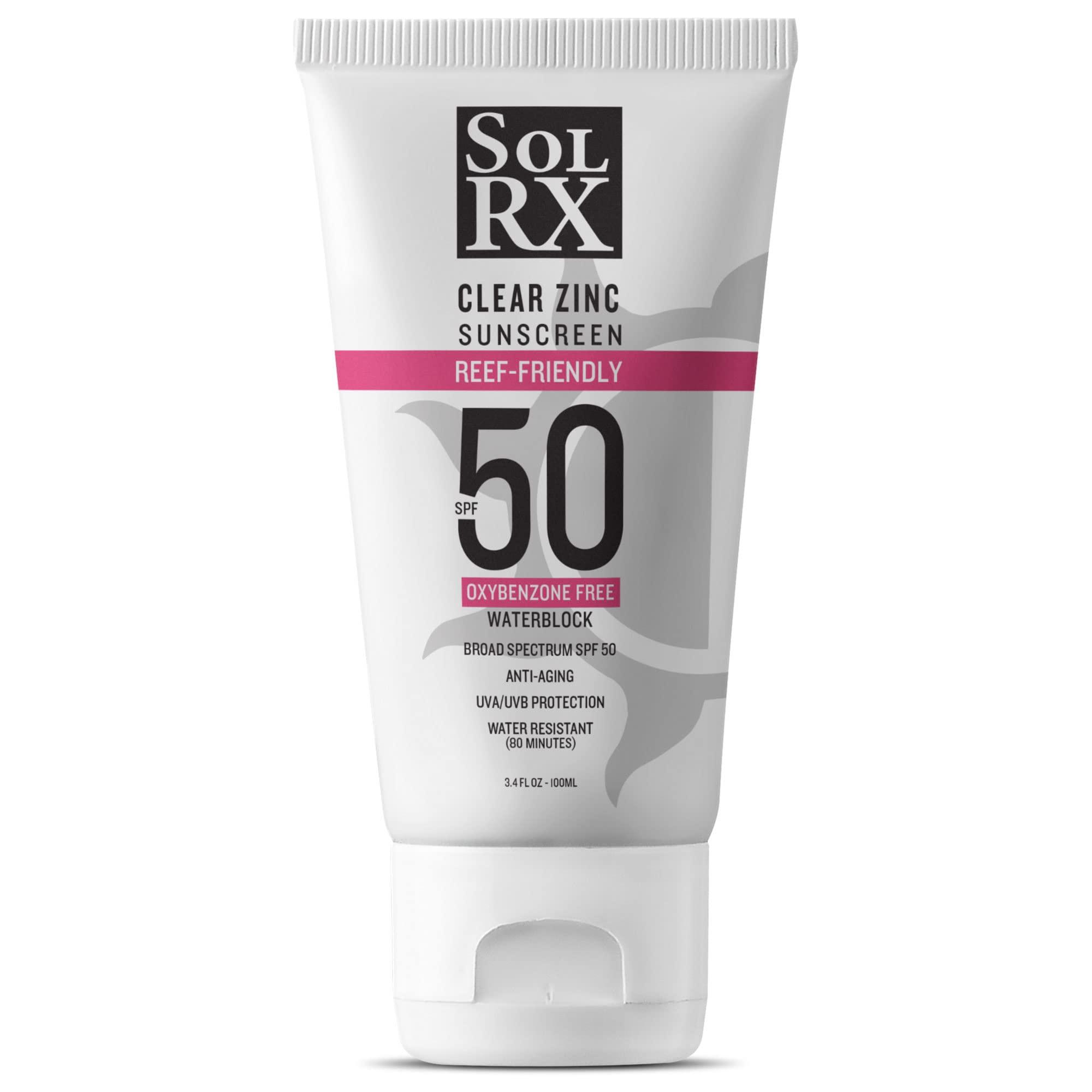 SolRX SolRX MINERAL+ SPF 50 Sunscreen - Zinc Oxide Sunscreen, Water Resistant Sunscreen, Reef Safe Sunscreen, Broad Spectrum Sunscreen for Face and Body