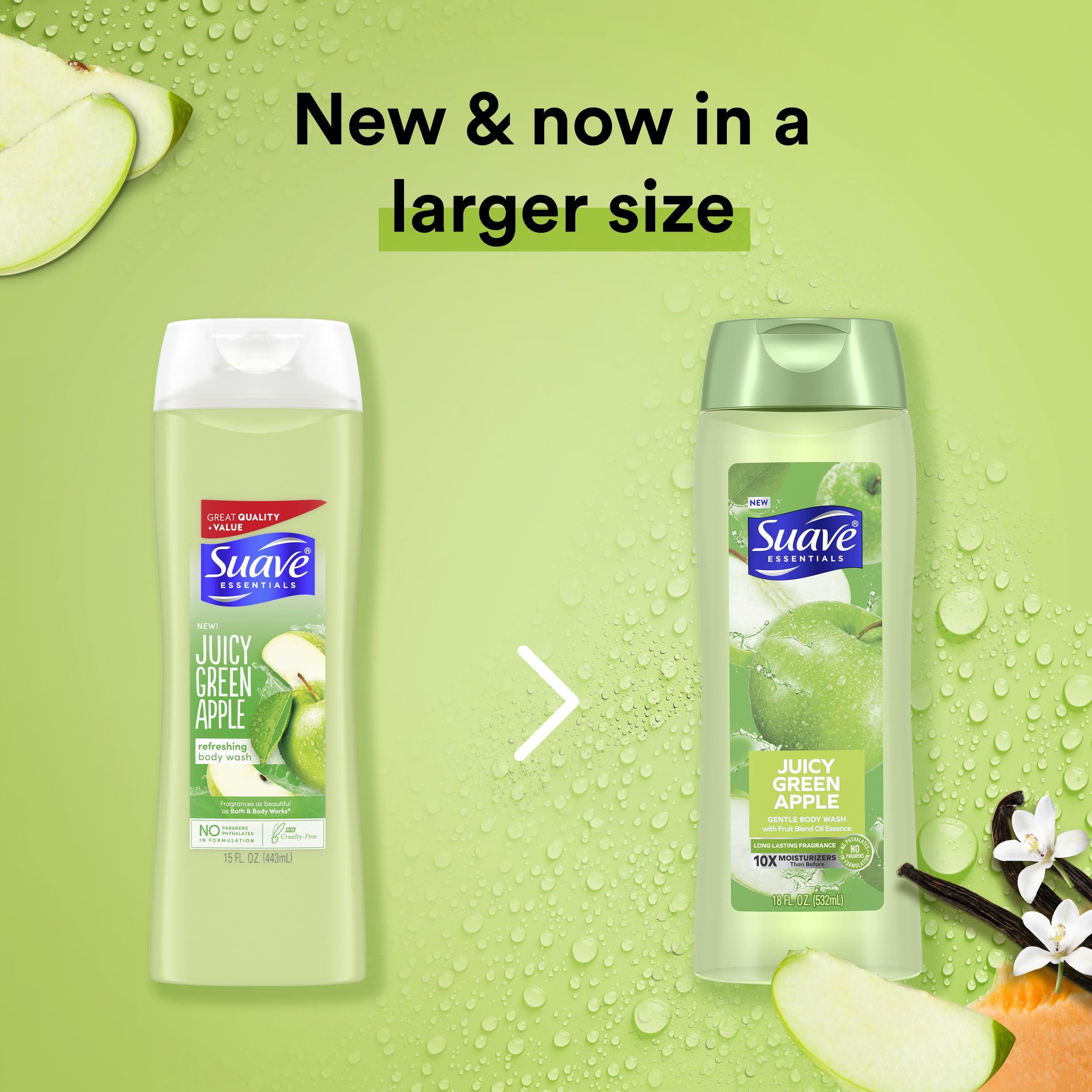 Suave Suave Body Wash Bundle with Wild Cherry Blossom, Juicy Apple, Vitamin E, 18 Oz Packs of 6