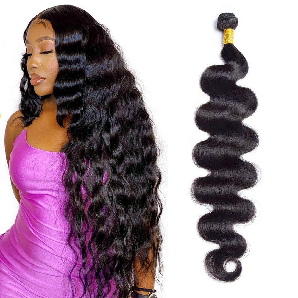 YAREESONG Human Hair Bundle 34 inch Brizilian Hair Bundle Body Wave Bundle 12A Unprocessed Remy Hair Single Bundle Brazilian Body Wave 1 Bundle (Natura black)