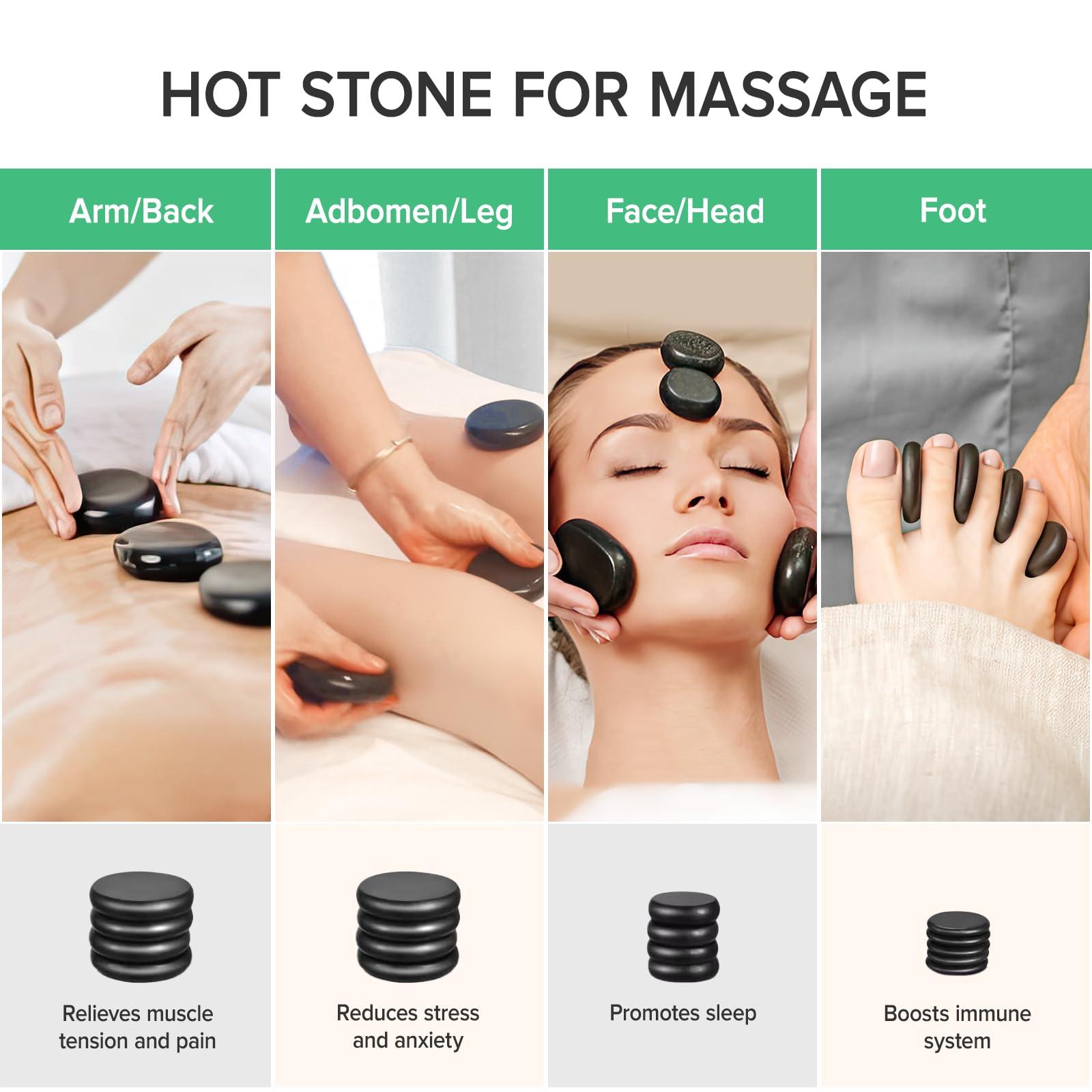 Goodtar Goodtar Portable Hot Stones Warmer Set Spa Salon Massage Digital Electric Heater Kit with 16 Basalt Stones