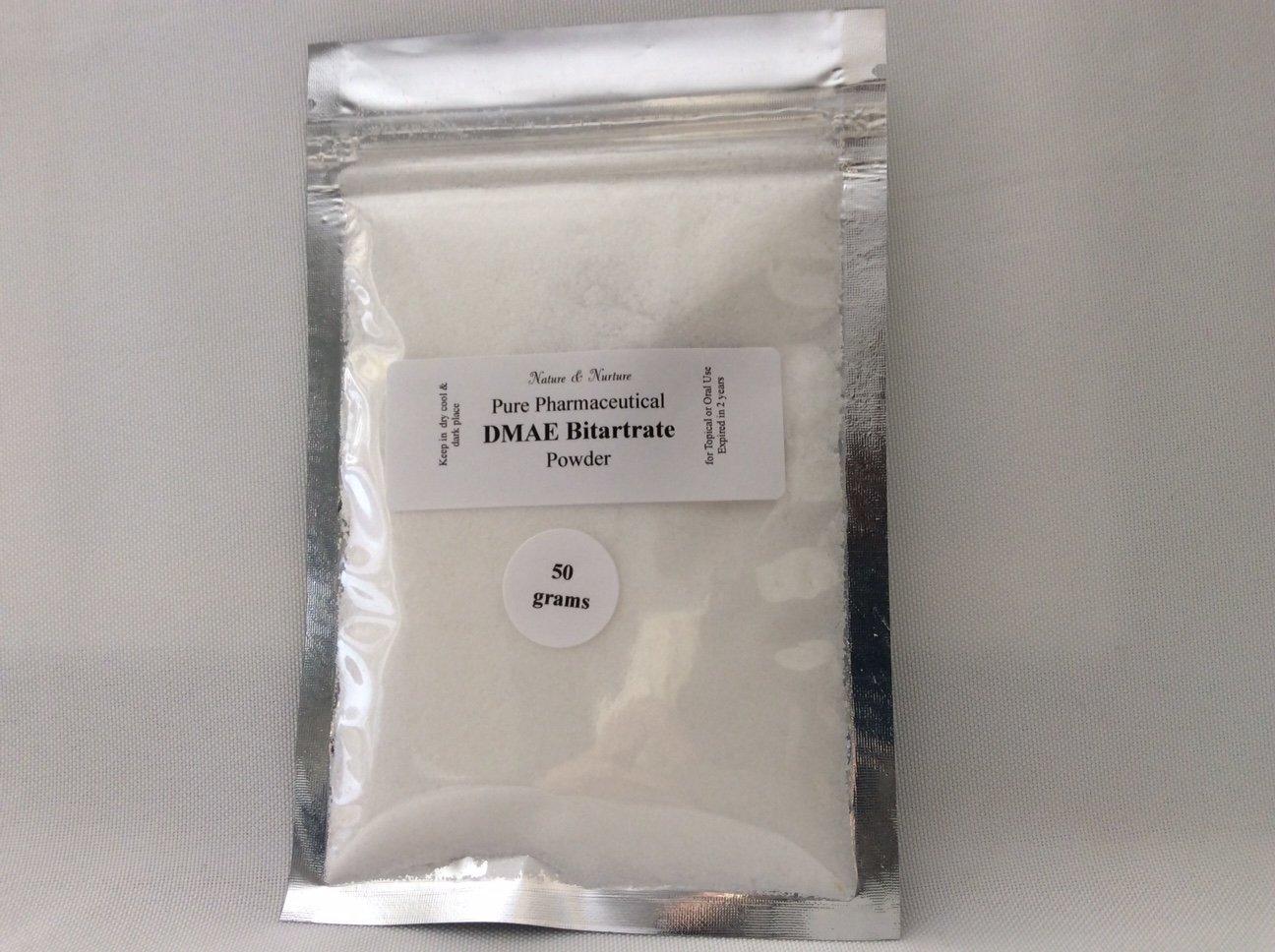 Nature and Nurture DMAE Bitatrate Powder:Pure(50 gram) Skin Tightening, Wrinkle Reducing Topical/Oral