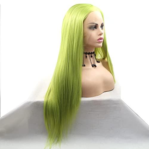 xiweiya xiweiya Mint Green Lace Wigs 13x3 Lace Long Silky Straight Wig Olive Green Synthetic Lace Front Wig Middle Part Heat Resistant Silky Soft Hair For Drag Queen Cosplay Wigs