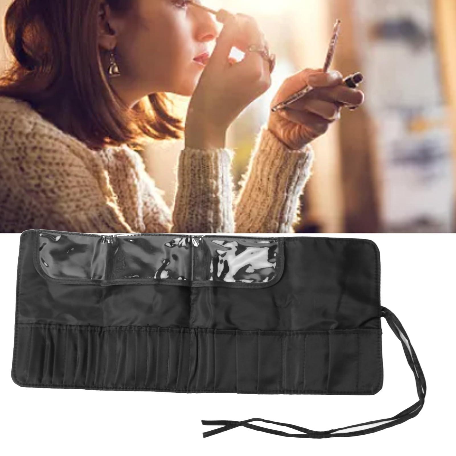 Cyrank Makeup Brush Rolling Case,26 Holes Cosmetic Tool Storage Bag Makeup Brush Holder Organizer Large Capacity Travel Makeup Brush Organizer