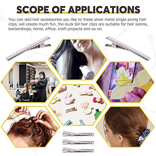 Mardatt Mardatt 200Pcs 2.95 inch / 7.5 cm Alligator Hair Clips Bulk Silver Single Prong Hair Clips For Bows Making Hair Pins For Sectioning Hair Styling And Sectioning Hairdressing DIY Crafts