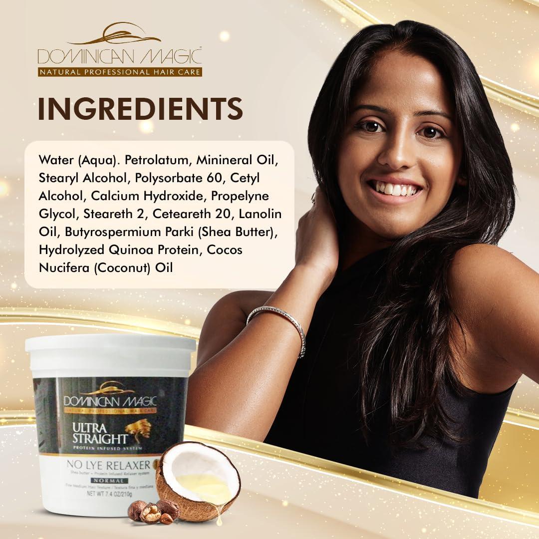 DOMINICAN MAGIC Dominican Magic Ultra Straight No Lye Hair Relaxer  Gentle Formula for Smooth, Frizz-Free, and Straight Hair  7.4oz, Normal Strength, Professional Grade Relaxer