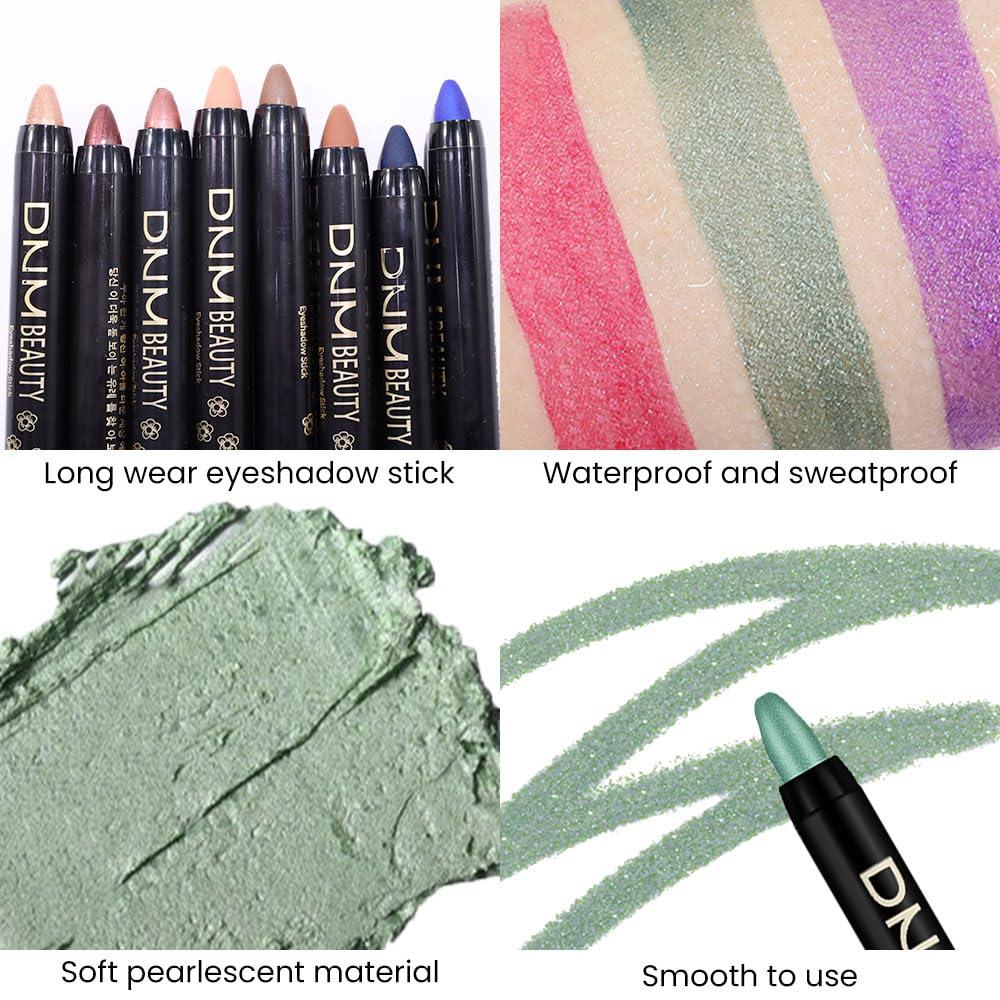 evpct evpct Green Shimmer Cream Eye Shadow Brightener Sticks Set for Eyes, Green Shimmery Matte Pencil Eye shadow Applicator Stick Pen Palette Makeup Waterproof sombras en crema para ojos 34#