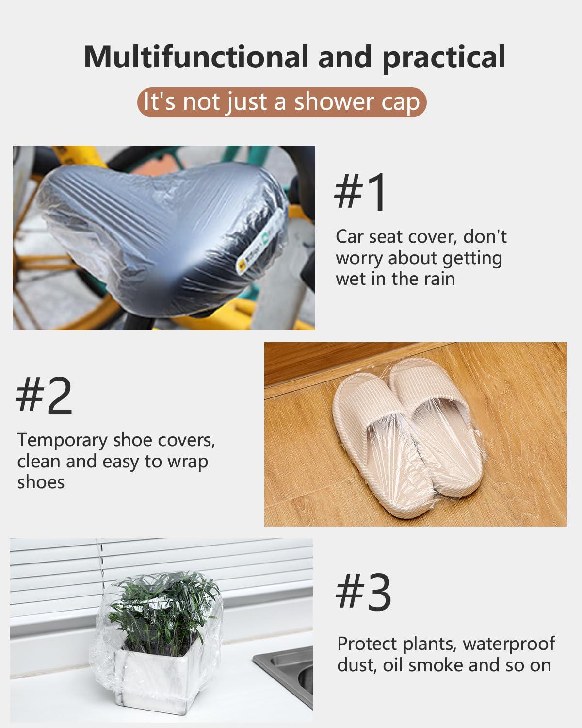 YIZIJIZI YIZIJIZI Disposable Shower Caps,Large Thick Clear Waterproof Shower Cap for Women, Large Size 20.5\", Home Use, Spa, Hotel and Hair Salon, Clear Shower Caps for Travel (70)