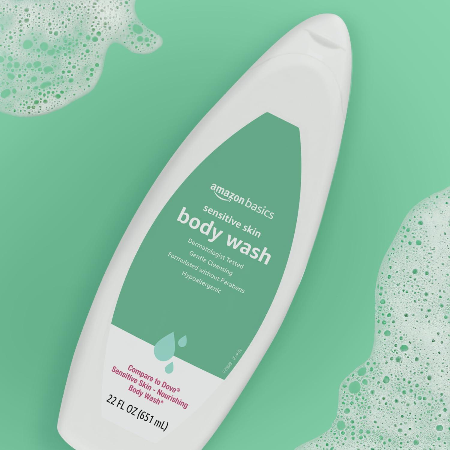 Amazon Basics Amazon Basics Body Wash for Sensitive Skin, Hypoallergenic, Unscented, 22 fl oz (Pack of 1)