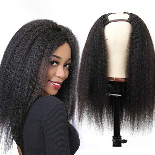 Prime Kitty Human Hair Kinky Straight U Part Wig Bob Wigs Left U Part Wig Human Hair 1x4 Small Cap Natural Color U Part Left Side Wigs Human Hair Black Women 10A Brazilian Human Hair Wigs No Shedding - 180% 14"