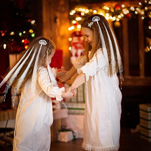 YOFOBU 30 Pack White LED Lights Hair Light-Up Fiber Optic LED Hair Barrettes Extensions Light Flashing Fiber Optic Hair Braid Barrettes Hair Clips for 4th of July Party Favors Festival Party Bar Concert
