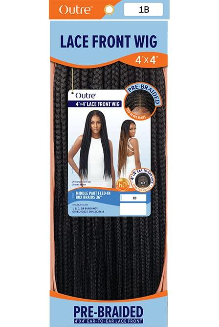 Outre Outre 4x4 Lace Front Wig Pre Braided Hand Tied HD Lace MIDDLE PART FEED IN BOX BRAIDS 36" (1)