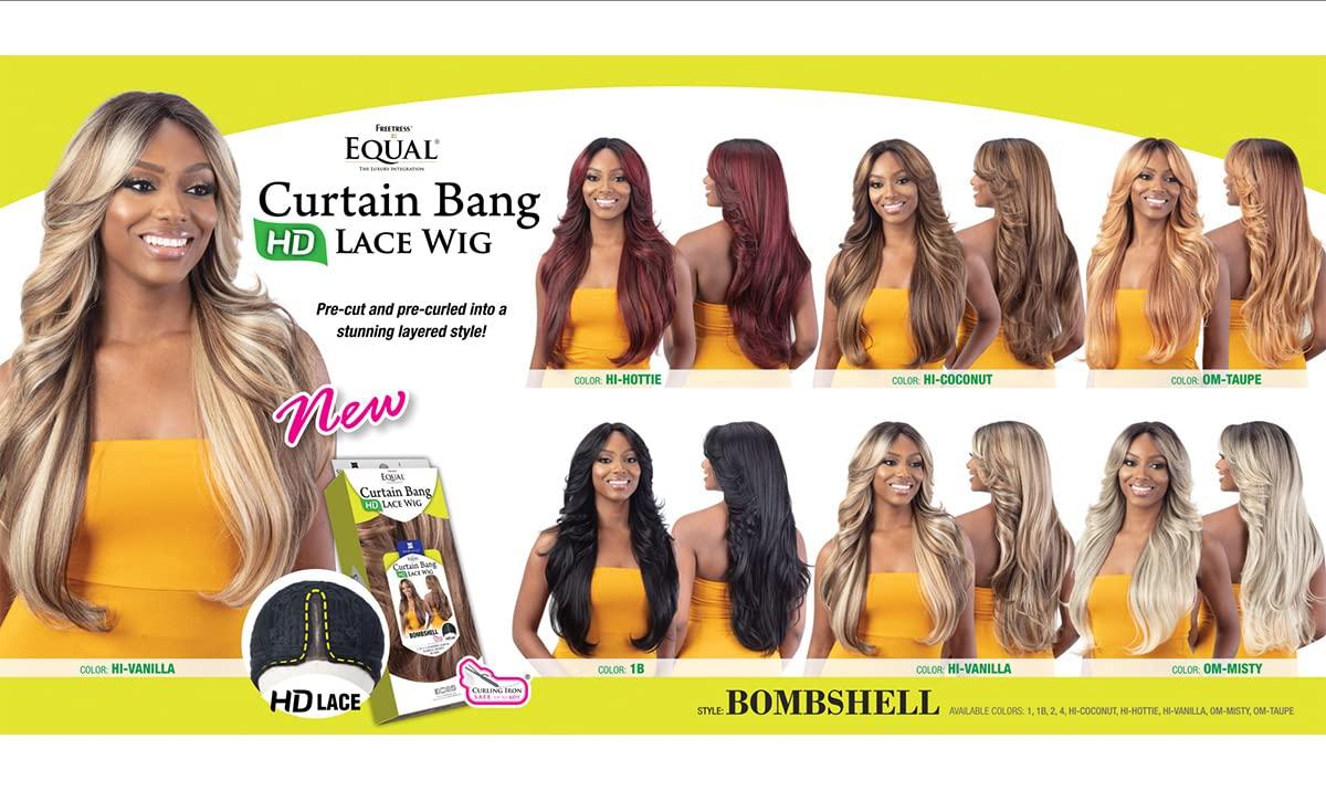 FREE TRESS FreeTress Equal Curtain Bangs HD Lace Front Wig Bombshell (OM-MISTY)