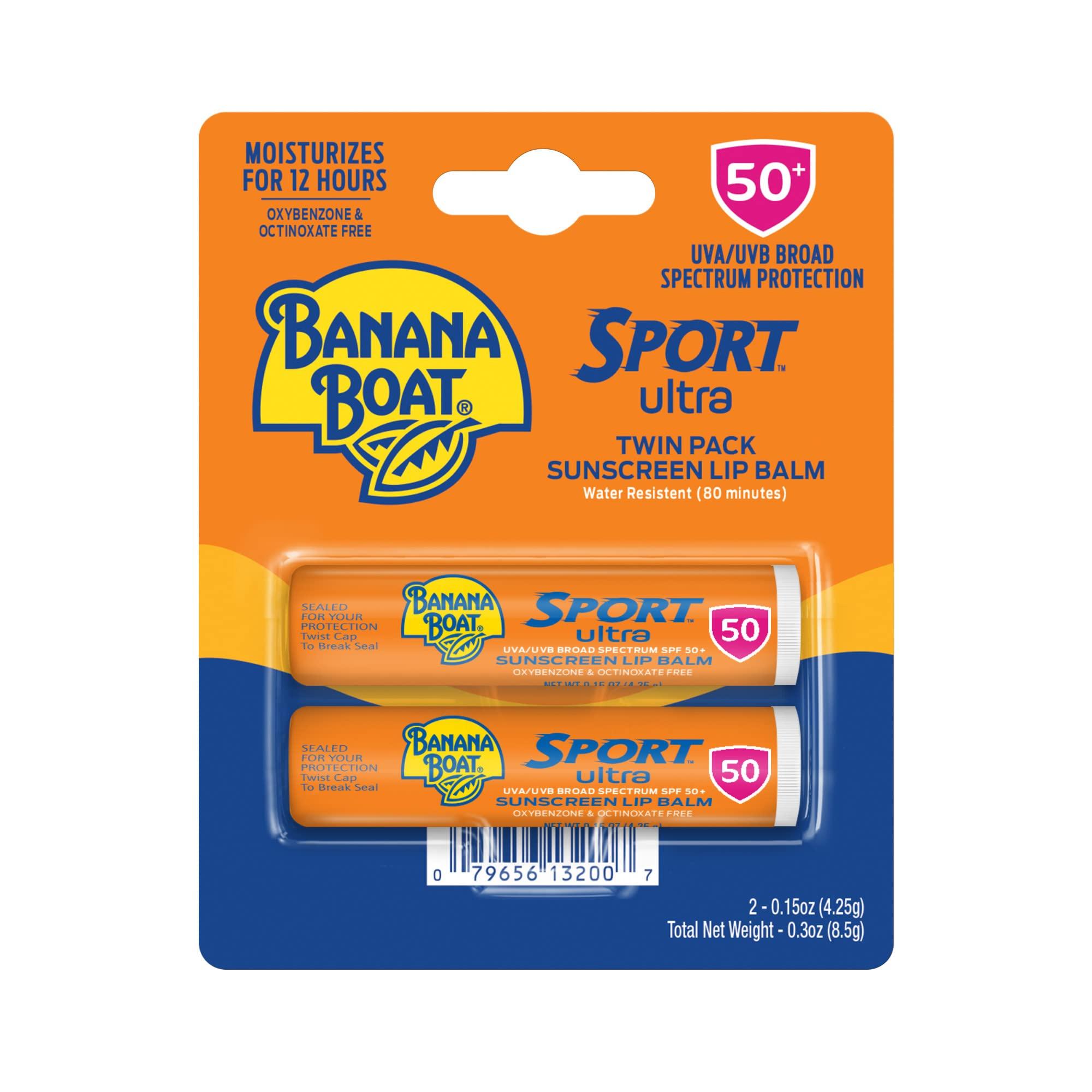 Banana Boat Banana Boat Sport Ultra SPF 15 Sunscreen Lotion 8oz Twin Pack + SPF 50 Lip Balm 2 Pack