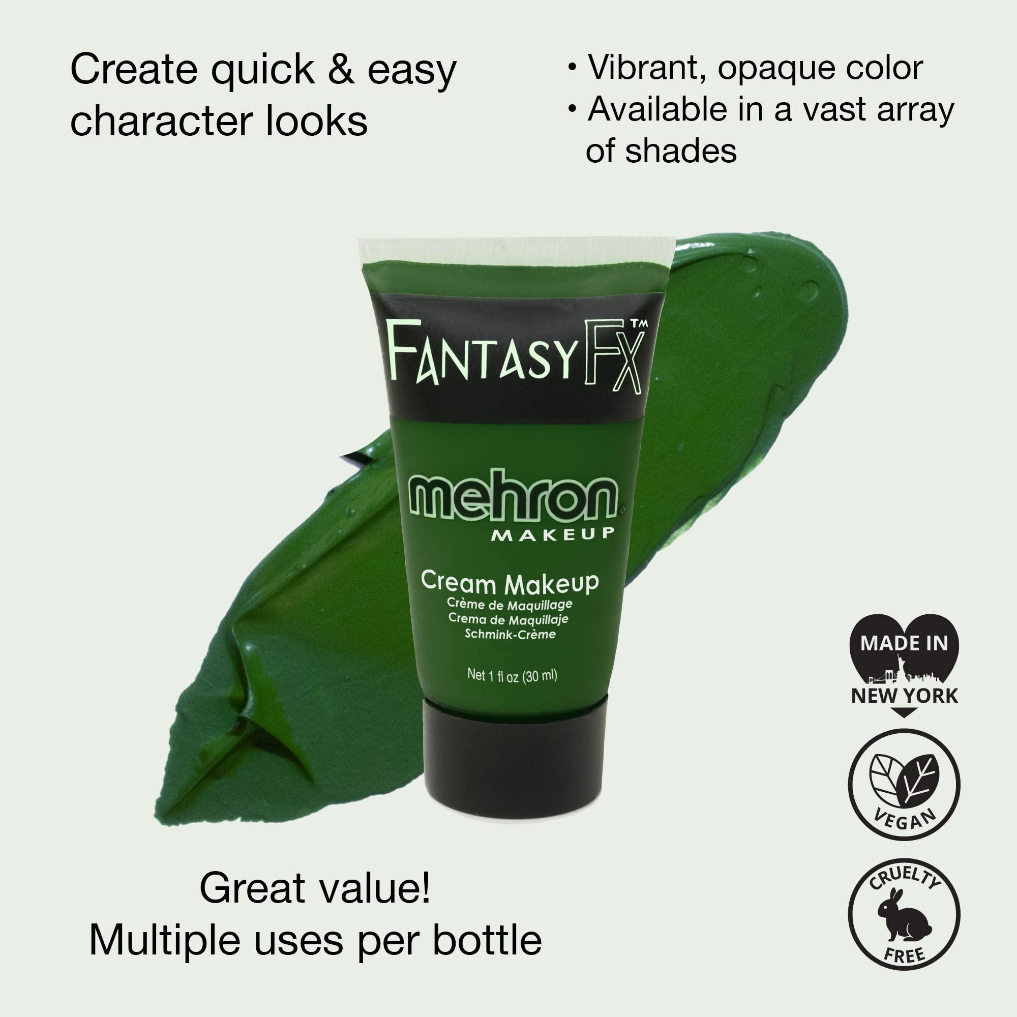 Mehron Mehron Makeup Fantasy FX Cream Makeup | Water Based | Halloween | Green Face Paint & Body Paint For Adults 1 fl oz (30ml) (GREEN)