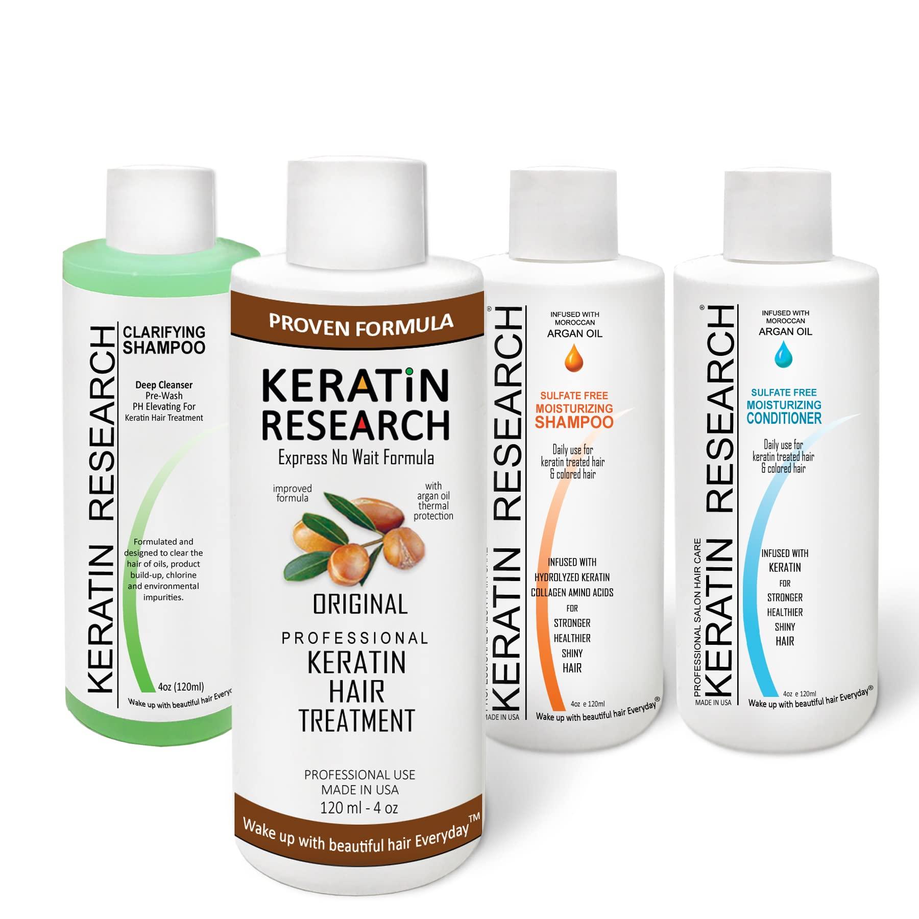KERATIN RESEARCH KERATIN RESEARCH 4x 120ml Complex LONG Lasting Brazilian Keratin Hair Treatment Blowout , Argan Oil Straightening Smoothing Professional Results Keratina