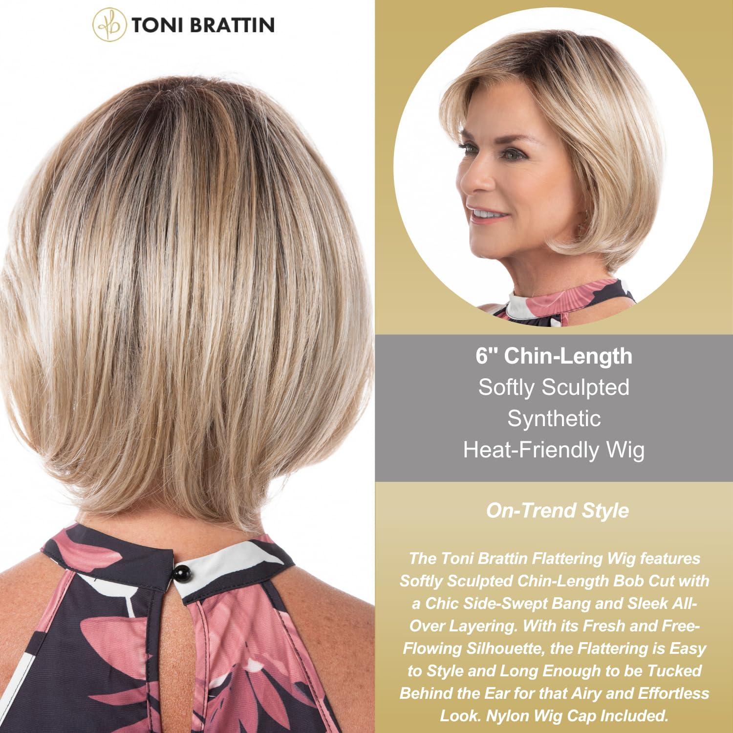Toni Brattin Toni Brattin Flattering Wig - Chin-Length Bob Cut with Chic Side-Swept Bang & Sleek Layering - Heat-Friendly Fiber Looks & Feels Like Natural Hair - Adjustable & Comfortable (Medium Blonde, Regular)