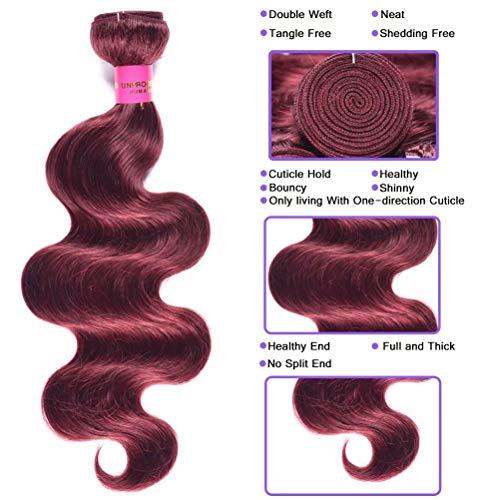 Feel me 8A Mink Brazilian Hair Weave Bundles Body Wave 100% Unprocessed Virgin Human Hair Bundles Extension 99j Red Burgundy Brazilian Body Wave Hair 3 Bundles(10 12 14)