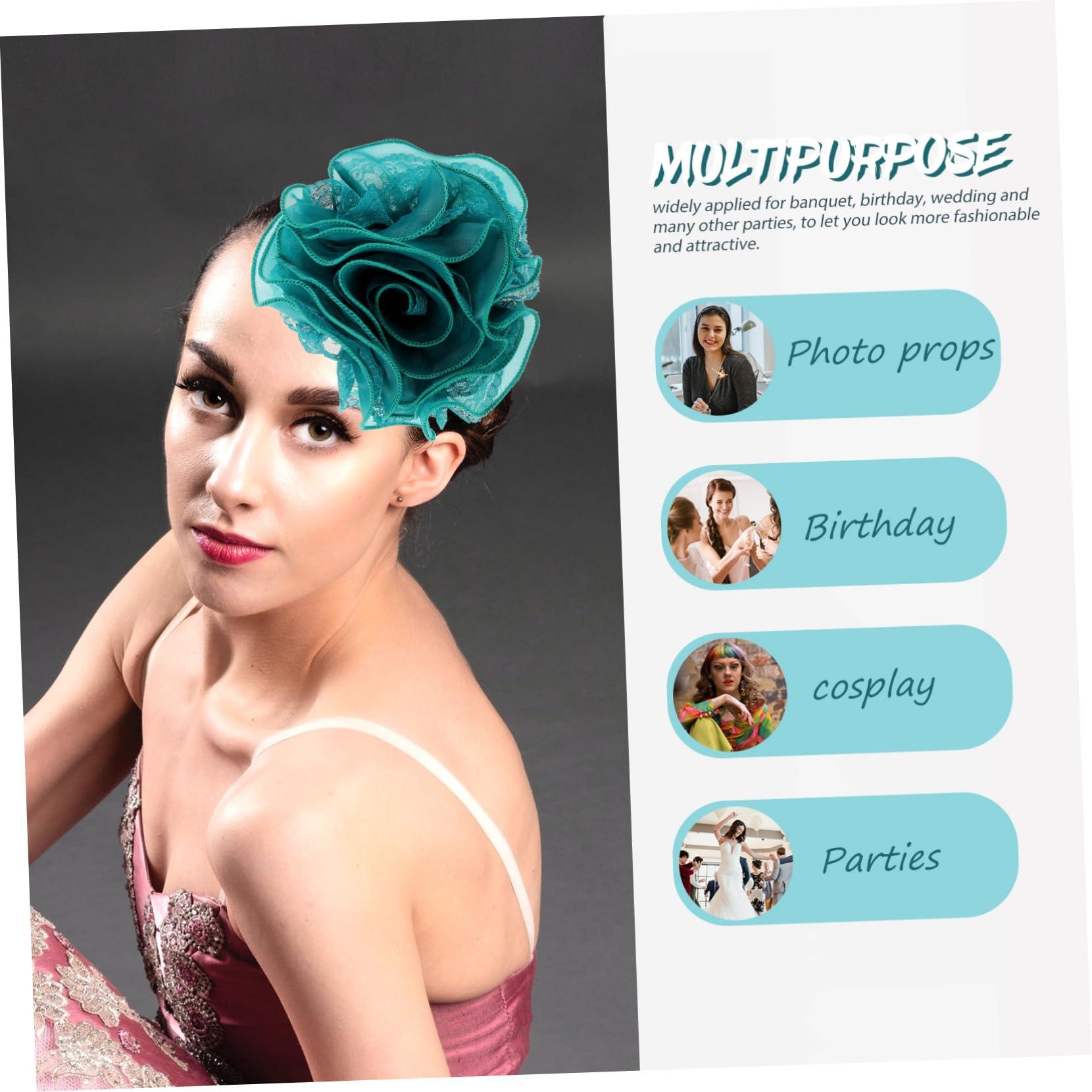 SOESFOUFU SOESFOUFU Lace Metal Green Bridal Headband Headband for Women Wedding Hair Accessories Large Headband for Bridal