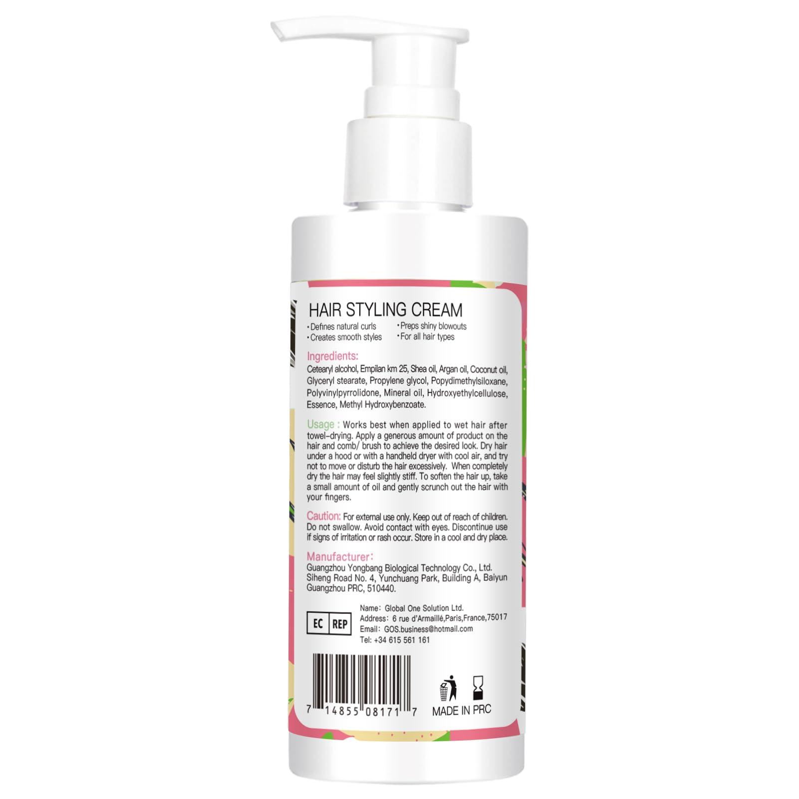 WOZUTUNT 3-In-1 Styling Cream for Flyaways - Anti-Frizz Cream to Define All Hair Types & Textures - Add Shine and Smoothness with Brush