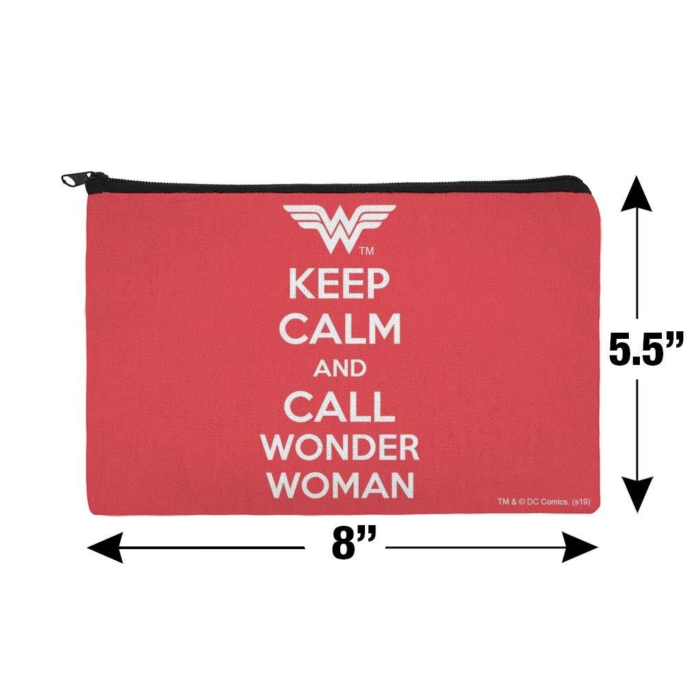 GRAPHICS & MORE Wonder Woman Keep Calm and Call Makeup Cosmetic Bag Organizer Pouch