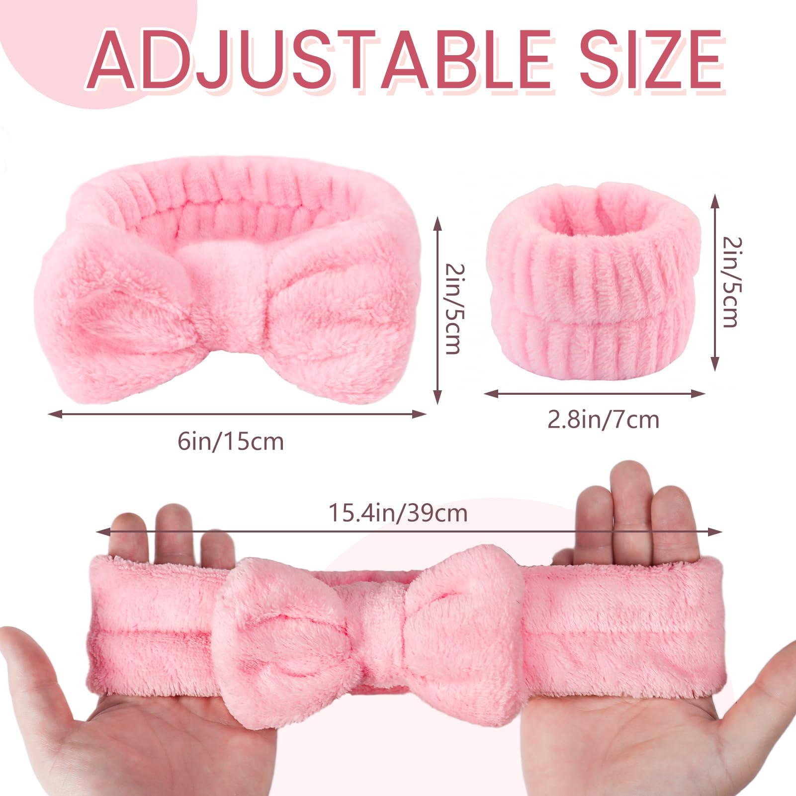 Fmeida Fmeida Spa Headband and Wrist Band Set for Face Washing Skin Care Headband Pink Hairband 3 Pack