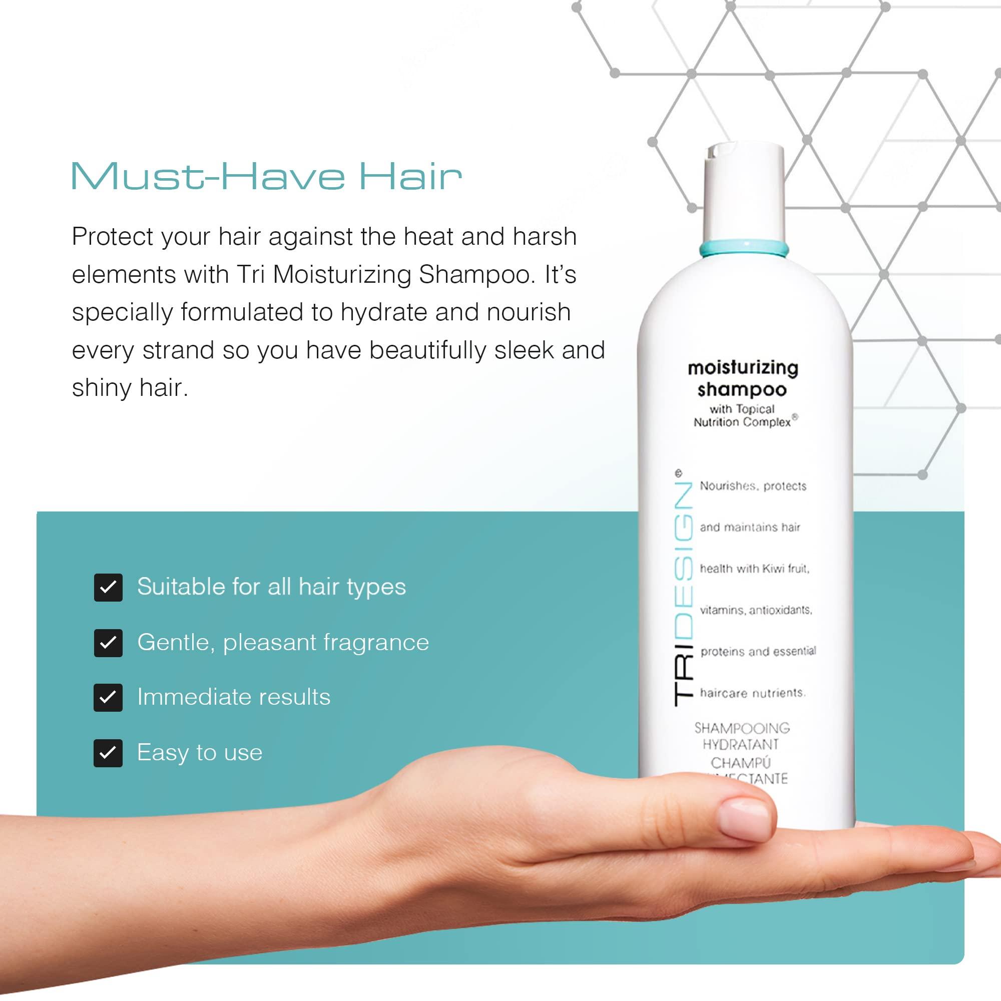 TRIDESIGN TRI Hair Care Moisturizing Shampoo - Revitalizing Hair Shampoo with Topical Nutrition Complex for Men and Women, Home or Salon Shampoo, 34 Oz Hair Products to Hydrate & Nourish Hair