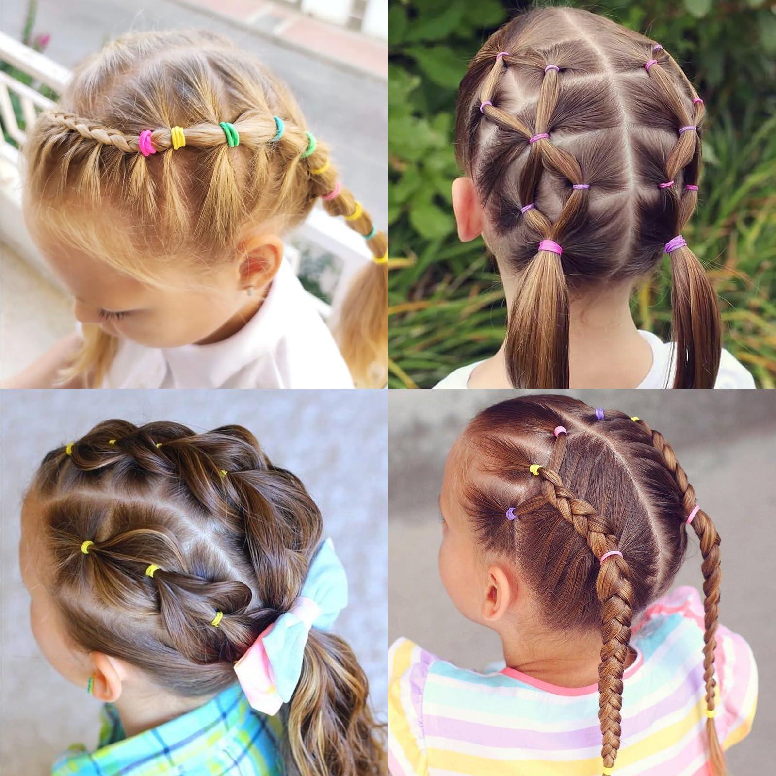 oditton oditton 1000 PCS Soft Elastic Hair Ties - Mini Toddler Braids Ponytail Holders, Mini Rubber Bands, for Infant Girls, Kid Braids, Jelly and Black