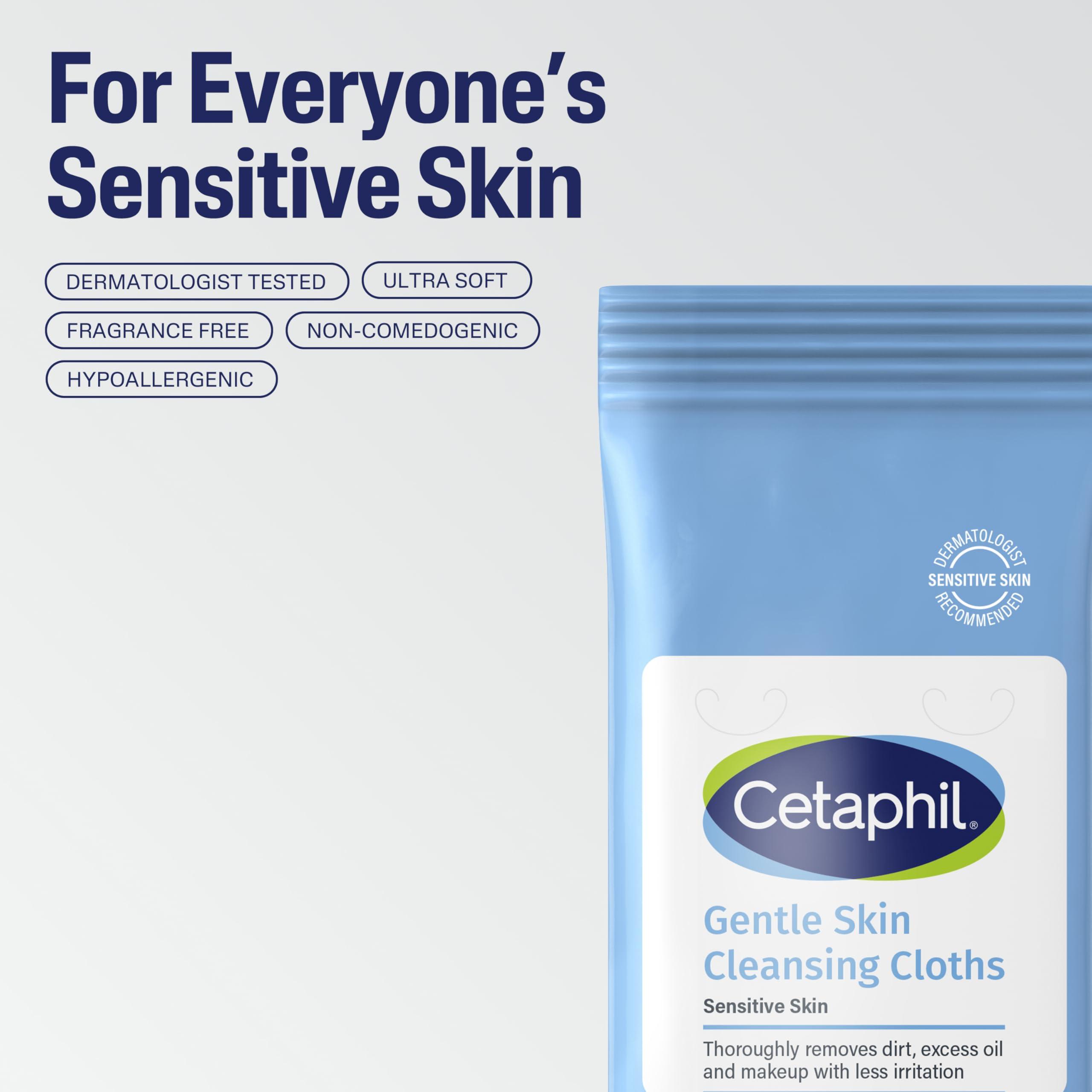 Cetaphil Cetaphil Face and Body Wipes, Gentle Skin Cleansing Cloths, 25 Count (Pack of 3), for Dry, Sensitive Skin, Flip Top Closure, Great for the Gym, Travel, in the Car, Hypoallergenic, Fragrance Free