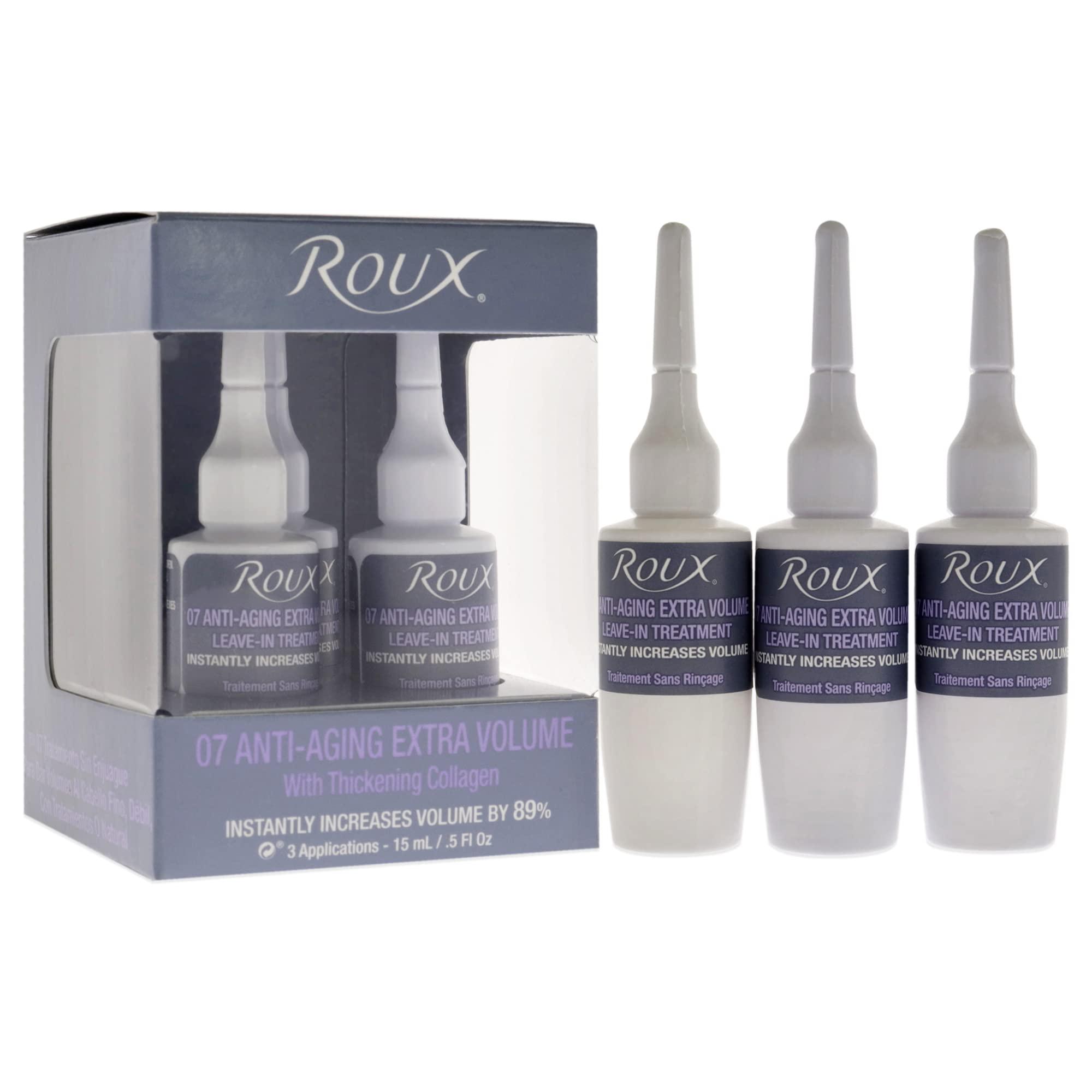 Roux Roux Collagen Leave in Treatment, Anti Aging Ampolletas 07 Anti-Aging Extra Volume Formula, 3 Count, 5 Fl Oz Each