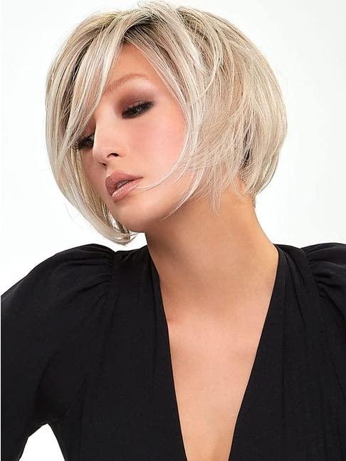 Jon Renau Jon Renau Bundle 3 items: Ignite Wig Heat Resistant Women's Short Angled Cut Sleek Bob Lace Front SmartLace Natural Hairline Wigs,FS26/31, Wig Comb, MaxWigs Hair Loss Booklet