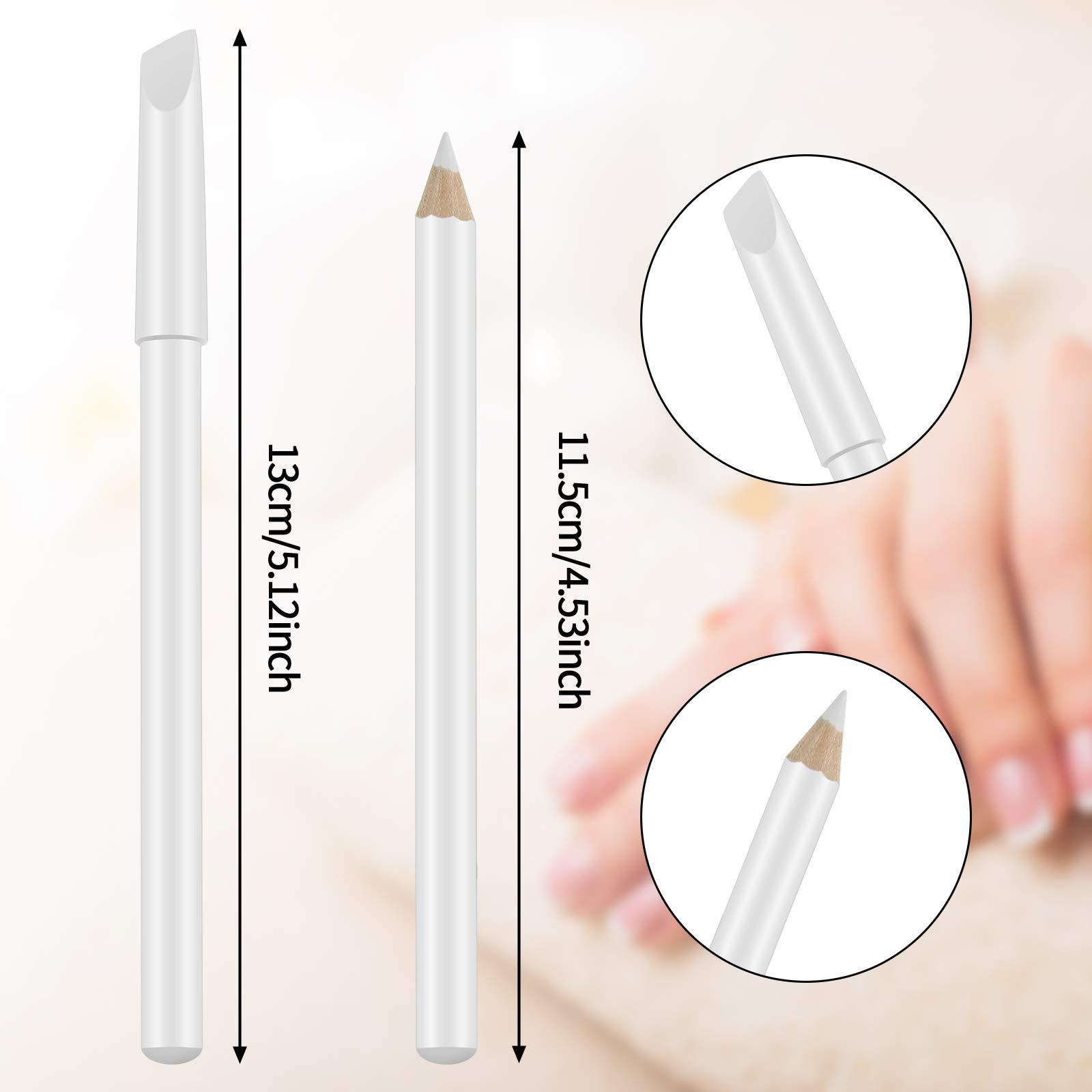 Maitys 8 Pieces White Pencil Under Nail 2-in-1 Nail Whitening Pencils French White manicure Pencils with Cuticle Pusher for DIY French Art Manicure Supplies