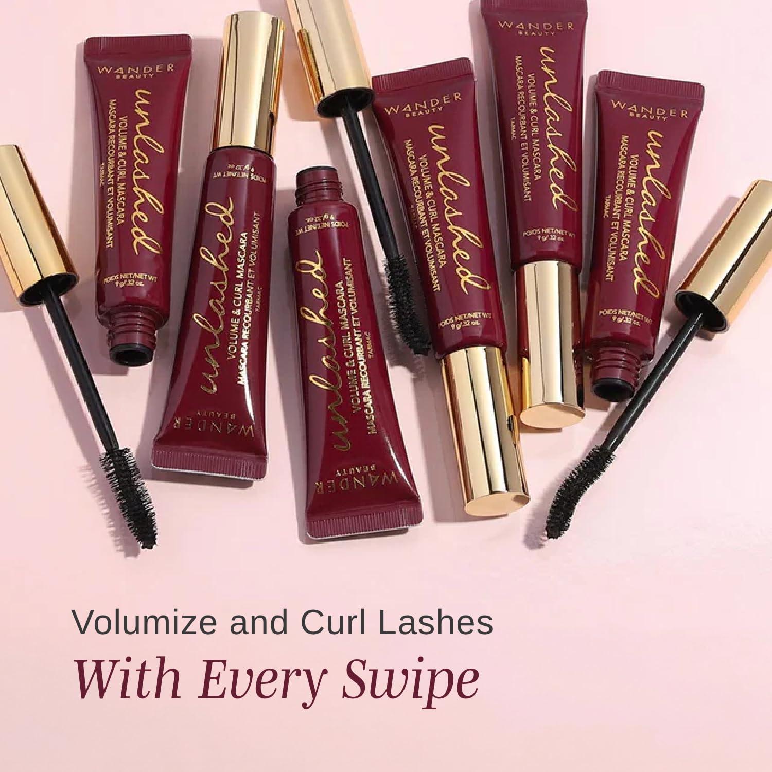 Wander Beauty Wander Beauty Unlashed Volume & Curl Mascara - Volumizing, Lash Curling Mascara - 9 in 1 Multitasking Smudge-Proof Makeup - Nourish & Reduce Fallout With Peach Leaf, Vitamin E & B5-0.31 fl oz