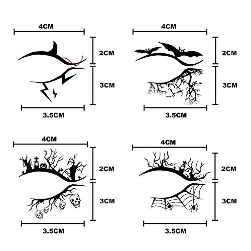 HBaby HBaby 8 Pairs Temporary Eye Tattoos Halloween Eyeliner Sticker Black Bat Spider Web Pattern Eye Line Decals Waterproof Self-Adhesive Face Tattoos