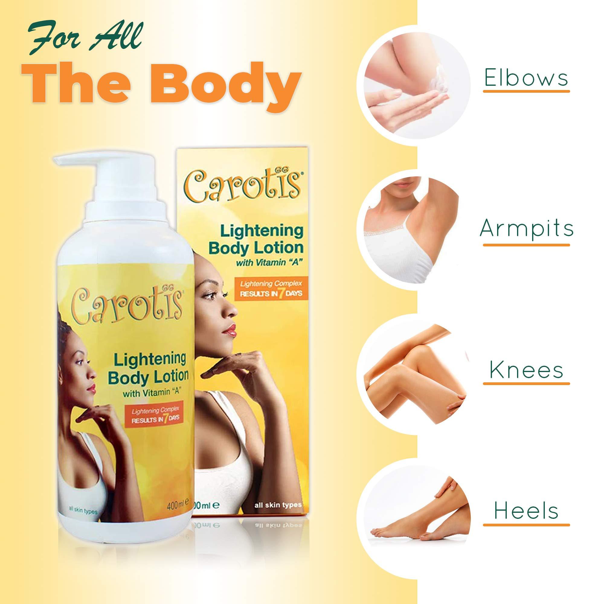 carotis Carotis, Skin Brightening Lotion - 13.5 Fl oz / 400ml |For Body, Knees, Elbows, Hands, with Carrot Oil and Vitamin A