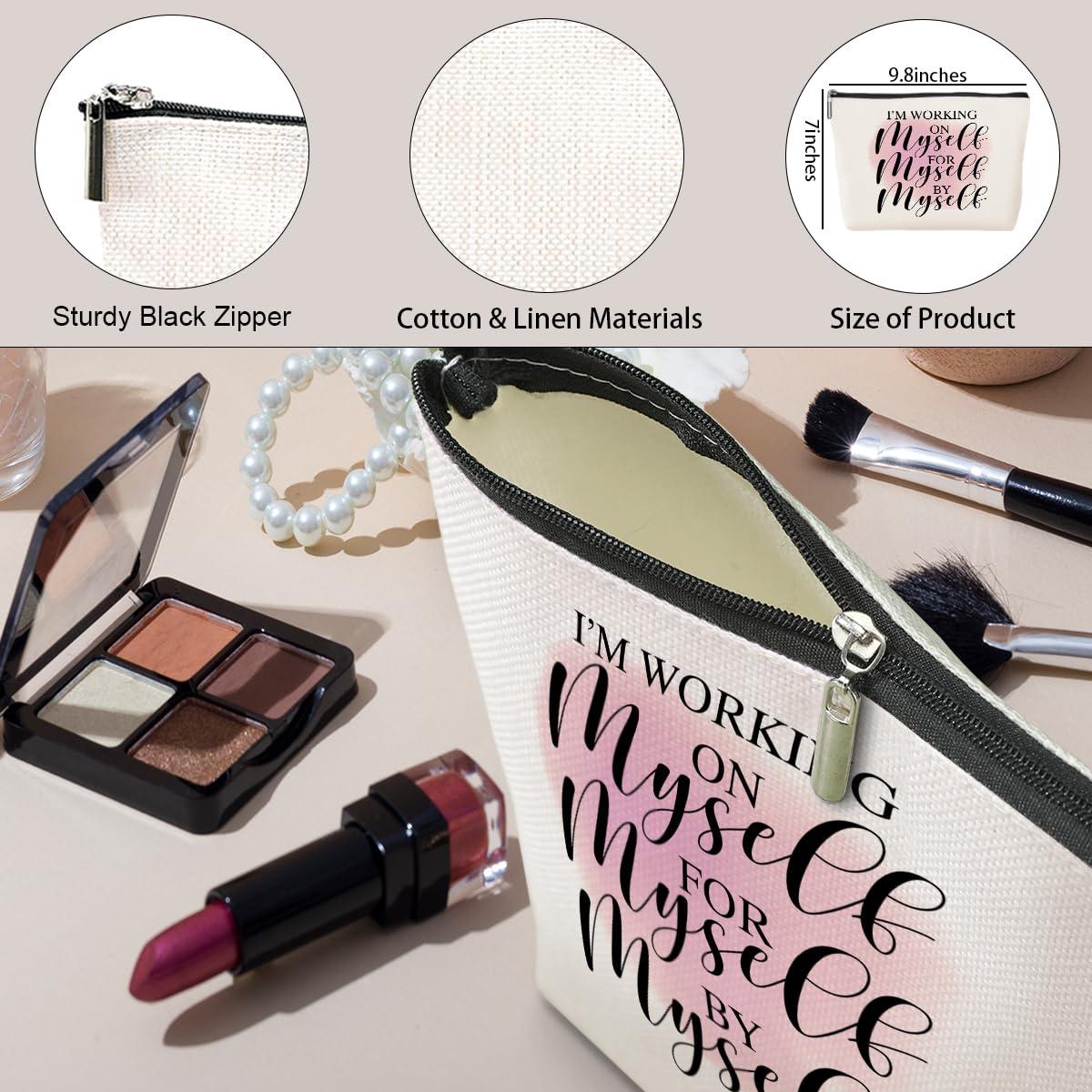 jeilink Positive Affirmations Makeup Bag Self Love Gifts Inspirational Quotes Motivational Mental Health Gifts for Women Female Friend Colleagues Birthday Friendship Mothers Day Nurse Day Travel Toiletry Bag